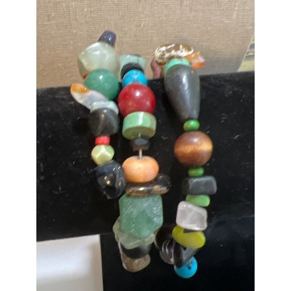 Multi-Gemstone Wire Bead And Chip Wrap Bracelet -- 23" - Picture 2 of 9